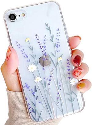 HJWKJUS Compatible with iPhone 7/8/SE 2020/SE 2022 Case for Girls&Woman,Elegance Lovely Floral Flower Blooms Soft Clear TPU Rubber Gel Shock Absorption Protection Case for iPhone 7/8/SE 2020 4.7''