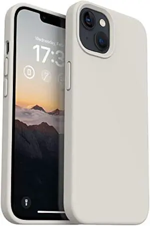 RAIZUS iPhone 13 Case, Silicone Phone Case with Slim Shockproof Soft Anti-Scratch Microfiber Lining, 6.1 inch, White Stone