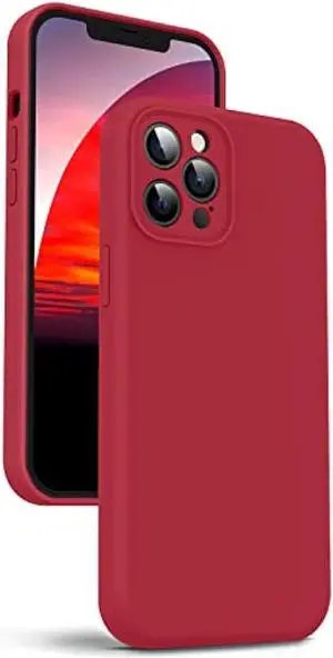 Supdeal Liquid Silicone Case for iPhone 12 Pro Max, [Camera Protection] [Anti Fingerprint] [Wireless Charging] 4 Layer Phone Case Protective Cover, Built-in Microfiber Case Cover, 6.7, Red