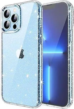 JETech Glitter Case for iPhone 13 Pro 6.1-Inch, Bling Sparkle Shockproof Phone Bumper Cover, Cute Sparkly for Women and Girls (Clear)