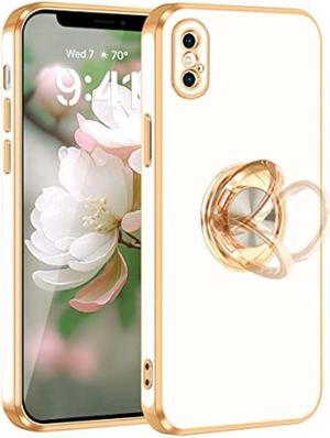 Fingic iPhone Xs Case with Ring,iPhone X Case 360°Stand Holder Slim Lightweight Kickstand Magnetic Car Mount for Girls Boy Antiscratch Military Grade Protective Phone Case for iPhone X/XS,5.8,White