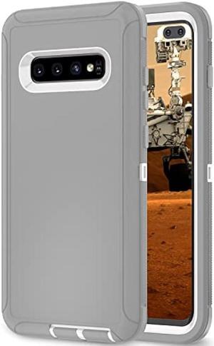 Galaxy S10 Plus Case Galaxy S10+ Case for Samsung Galaxy S10 Plus Case Military Drop Shockproof Armor Heavy Duty Rugged 3 in 1 Protection Cover for Galaxy S10 Plus S10+ Phone Case (Grey+White)
