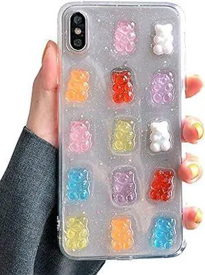 UnnFiko 3D Clear Case Compatible with iPhone 13 Mini, Super Cute Cartoon Characters, Funny Creative Soft Protective Case Cover (Bears, iPhone 13 Mini)