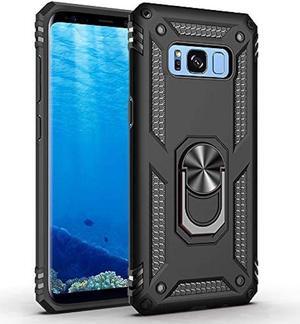 Military Grade Drop Impact for Samsung Galaxy S8 Plus Case(Galaxy S8+) 6.2 inch 360 Metal Rotating Ring Kickstand Holder Built-in Magnetic Car Mount Armor Case for Galaxy S8+ Phone Case (Black)