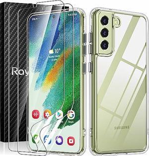 Rayboen Case for Galaxy S21 FE 5G with Screen Protector Soft(2Pcs), Crystal Clear Shockproof Protective Phone Case, Hard PC Back Soft TPU Frame Slim Transparent Cover for Samsung Galaxy S21 FE