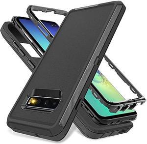 for Samsung Galaxy S10 Plus Case, Jshru Full Body Shockproof Protective Cover, 3-Layer Heavy Duty Rugged Bumper Phone Case for Galaxy S10+ Plus, Black