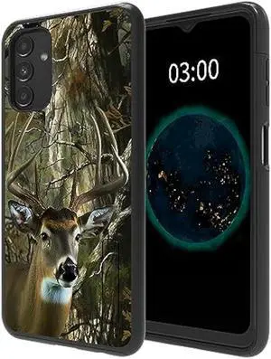 BFSEROBJ Galaxy A13 5G Case,for Samsung A13 5G Case 6.5 inch Dual Layer Hybrid Hard PC + Soft TPU Full Body Shockproof Protective Phone Case for Samsung Galaxy A13 5G 2021 - Camo Forest Deer