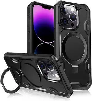 Lokyoo for iPhone 13 Pro 6.1'' Case, [Compatible with Magsafe] [Invisible Built in Stand & Ring Holder] MIL-Grade, Dual Layer Shockproof Full Protective Case for 13 Pro-Black