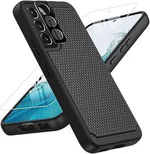 BNIUT for Samsung Galaxy S22 5G Case: Dual Layer Protective Heavy Duty Cell Phone Cover Shockproof Rugged with Non Slip Textured Back - Military Protection Bumper Tough - 6.1inch (Black Matte)