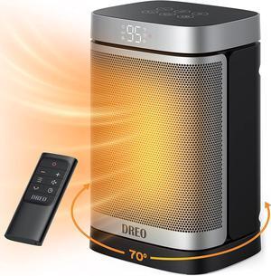 Dreo Space Heater Indoor, 1500W Portable Heaters for Indoor use with Remote, PTC Ceramic Electric Heater for Bedroom with Thermostat, 70°Oscillation, 12h Timer, Safety Heater for Room Home Office