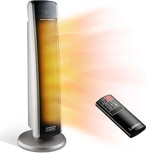 Lasko Oscillating Digital Ceramic Tower Heater for Large Rooms, with Adjustable Thermostat, Timer and Remote Control, 29 Inches, 1500W, Black, 5586