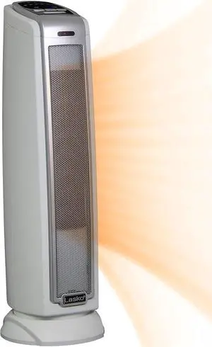 Lasko Oscillating Ceramic Tower Space Heater for Home with Overheat Protection, Timer, 22.5 Inches, Silver, 1500W, 5775, 7.5L x 7.1W x 22.75H
