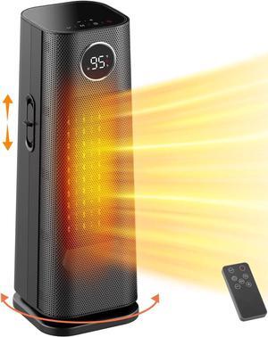 Space Heater for Indoor Use, 1500W Fast Electric Portable Ceramic Heaters with Thermostat, 4 Modes, 24H Timer, 70°Oscillating Room Heater with Remote for Office Bedroom Use, 2023 Upgraded