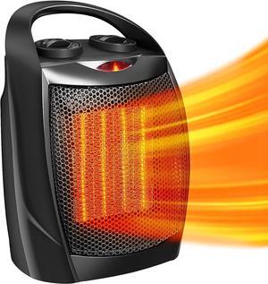 Antarctic Star Space Heater,Electric Portable Heater Fan for Indoor Use 1500W/750W ETL Certified Ceramic Small Mini Heater with Thermostat, Home Dorm Office Desktop and kitchen,BLACK