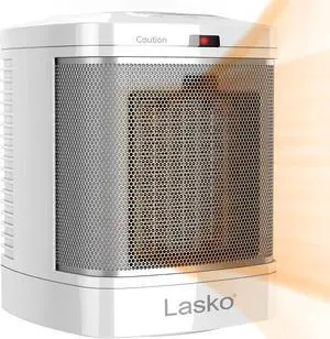 Lasko CD08200 Small Portable Ceramic Space Heater for Bathroom and Indoor Home Use, White, 6.25 x 6.25 x 7.65 inches