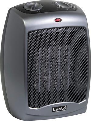 Lasko 754201 Small Portable 1500W Electric Ceramic Space Heater with Tip-Over Safety Switch, Overheat Protection, Thermostat and Extra Long 8-ft Cord for Indoor Ho, 9.2 x 7 x 6 inches, Gray