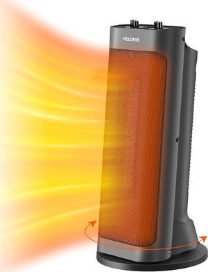 PELONIS Portable Electric Desk Heater for indoor use with Thermostat, 1500W Fast Heating, Over Heating & Tip-over Switch Protection, 70°Oscillating Room Heater for Office, Home, Bedroom, Gray