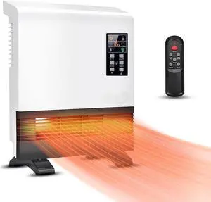 Trustech Electric Space Heater, Wall Mounted Room Heater with Standing Base, Energy Saving, Timer, Quick Heat Electric Heater, 3 Modes, Wall Heater for Bedroom, Bathroom, Office, Basement Heater