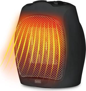 BLACK+DECKER Electric Heater, Portable Heater with 3 Settings, Ceramic Heater for Office, Home or Bedroom, Space Heater with Adjustable Thermostat Control, Black