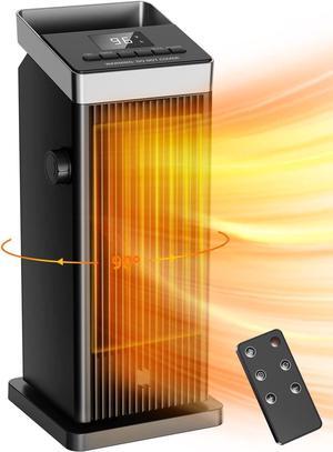 BREEZOME Space Heater, 1500W Fast Heating Heater for Indoor Use, Ceramic Electric Heater for Home with Thermostat, 90° Oscillating Portable Heater with Remote