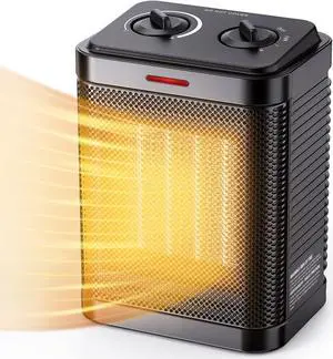 Space Heater, Portable Electric Ceramic Heater, Small Space Heater with Thermostat, 2S Fast Heating, Overheating & Tip-Over Protection, 1500W Heater for Indoor Use, Office, Home