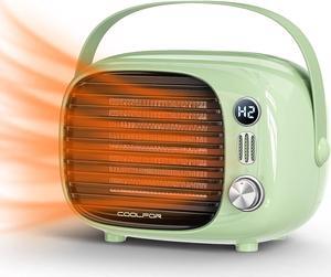 Space Heater,Fast Heating Desk Heater with Temperature Control,800W/500W Safe and Quiet Ceramic Heater fan for Home Bedroom Office Desk Indoor Use(Green)