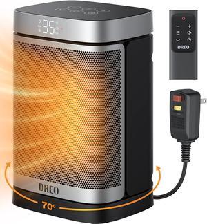 Dreo Space Heater for Bathroom and Indoor, Portable Heater, 1500W Safe and Quiet PTC Ceramic Heater, 40-95°F Digital Thermostat, 70°Oscillating, Remote, ALCI Safety Plug, 12h Timer, 5 Modes