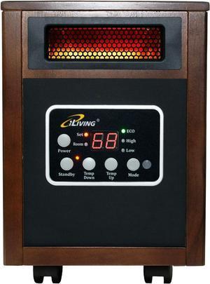 iLIVING ILG-918W Indoor Electric Space Infrared Heater, One, Dark Walnut