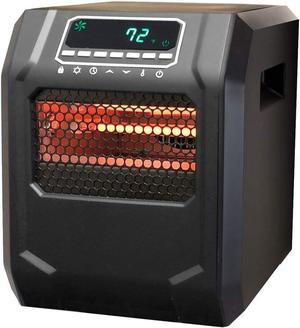 LifeSmart 1500 Watt 4 Element Portable Electric Infrared Quartz Bulb Room Heater for Indoor Use with 3 Heat Settings and Digital Panel, Black