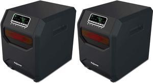 Lifesmart 4-Element Quartz Infrared Portable Large Room Electric Space Heater with 3 Heat Power Settings, Black (2 Pack)