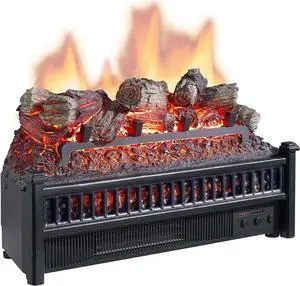 Comfort Glow Electric Log Set with Heater, Length: 9in, Width: 23in, Height: 13in, Black