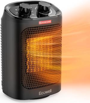 ECOWELL 60° Oscillating Space Heater, 1500W Portable Electric Heaters for Indoor Use, PTC Ceramic Small Desk Heater for Office Home