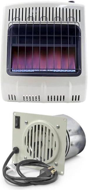 Mr. Heater 20K BTU Natural Gas Blue Flame Heater with Built in Vent Free Blower Kit (2 Items)