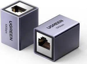 UGREEN Ethernet Extender 10Gbps, 2 Pack Ethernet Coupler for Cat8 Cat7 Cat6 Cat5 Cable, 328ft Long Distance Extend, Aluminum Alloy Shell, Space Grey