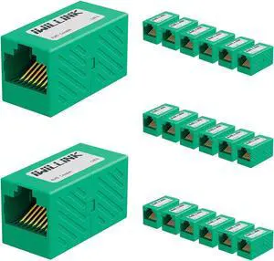 iwillink 20-Pack Cat6 RJ45 Ethernet Coupler, Female to Female RJ45 Connector for Cat6/Cat5e/Cat5 Ethernet Cable, Extender Adapter, Green