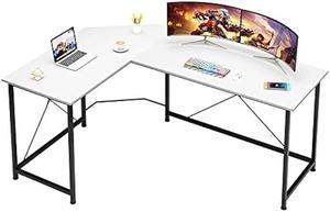 CAIYUN L Shaped Desk 66 Computer Corner Desk Computer Desk with X Rods Sturdy Gaming Desk for Home Office White