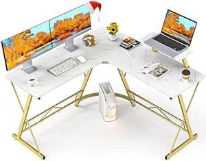 Mr IRONSTONE LShaped Desk 508 Computer Corner Desk Home Gaming Desk Office Writing Workstation with Large Monitor Stand SpaceSaving Easy to Assemble Laminate Marble
