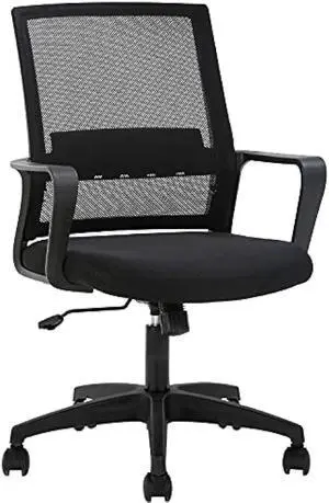 FDW Office Chair Ergonomic Desk Chair Mid-Back Mesh Computer Chair Lumbar Support Comfortable Executive Adjustable Rolling Swivel Task Chair with Armrests,Black