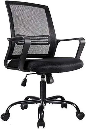 Office Chair, Mid Back Desk Chair, Ergonomic Home Office Desk Chairs, Mesh Computer Chair, Cute Swivel Rolling Task Chair with Lumbar Support and Armrests