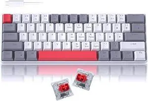 60% Mechanical Gaming Keyboard,Mixed Color Keycaps Gaming Keyboard with Red Switches, Detachable Type-C Cable Mini Keyboard with Blue LED Light for PC/Laptop