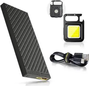 Nitecore NB10000 GEN 2 Ultra-Slim 10000mAh Quick-Charge Power Bank with USB and USB-C Dual Outputs and Cables for Phones, Headlamps LifeMods Bundled with a Mini Multi-Tool Keychain COB Flashlight