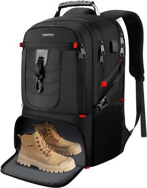 Travel Business Laptop Backpack for 18.4in PC with Shoe Compartment USB Charging Port,Sport Gym Bag for College Hiking Camping,Waterproof School Bookbag for Men Women Boys,Black