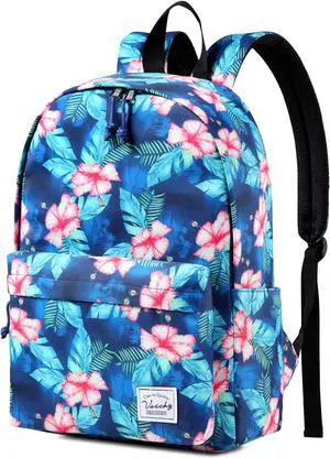 Girls Backpack, VASCHY Water Resistant Fashion Floral 15.6 inch Laptop School Bookbag for Women Casual Daypack Travel Rucksack with Padded Laptop Sleeve (Turquoise Floral Blooms) Girls Backpack, VASCHY Water Resistant Fashion Floral 15.6 inch Laptop School Bookbag for Women Casual Daypack Travel Rucksack with Padded Laptop Sleeve (Turquoise Floral Blooms)