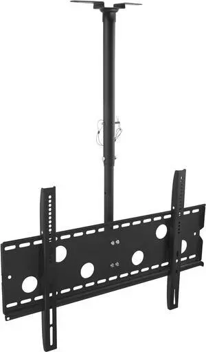 Mount-It Ceiling TV Mount For 32 37 40 42 43 50 55 60 65 70 Inch Flat Panel Televisions, Articulating Hanging Swivel TV Pole Bracket Adjustable Height 175 Pound Capacity, Black (MI-501B), Single