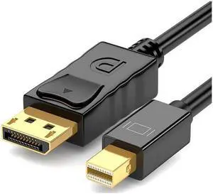 Mini DisplayPort to DisplayPort Cable, 6 Feet, Gold-Plated Mini DP(Thunderbolt Compatible) to DP Cord (4K@60Hz, 2K@144Hz) Mini DP to DP Display Cable - Black