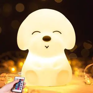 1PCS Night Light for Kids, 16 Colors Dog Night Lights for Kids Room,Auto Timer Silicone Baby Night Light Lamp,Rechargeable Kids Night Light for Bedroom