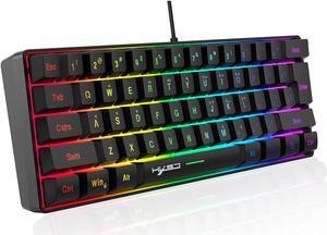 Wired Gaming Keyboard, RGB Backlit Ultra-Compact Mini Keyboard, Waterproof Small Compact 61 Keys Keyboard for PC/Mac Gamer, Black