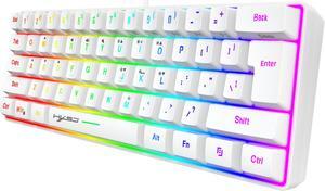 Wired Gaming Keyboard,RGB Backlit Ultra-Compact Mini Keyboard,Waterproof Small Compact 61 Keys Keyboard for PC/Mac Gamer,White