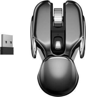 Wireless Ergonomics Metal Mouse with 2.4GHz Nano USB Receiver, Rechargeable, Comfortable Grip,Optical,Portable Mouse for Laptop,PC,Computer and All USB Devices