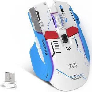 G6 Gaming Mouse, Wired/Wireless/Bluetooth Tri Modes, 5 Adjustable DPI and 11 RGB Backlit, Rechargeable Silent Computer Gaming Mice for Windows/Android/MAC/iOS White